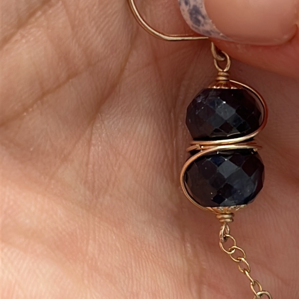 14K gold filled all natural blue sapphire earrings - Picture 3 of 5